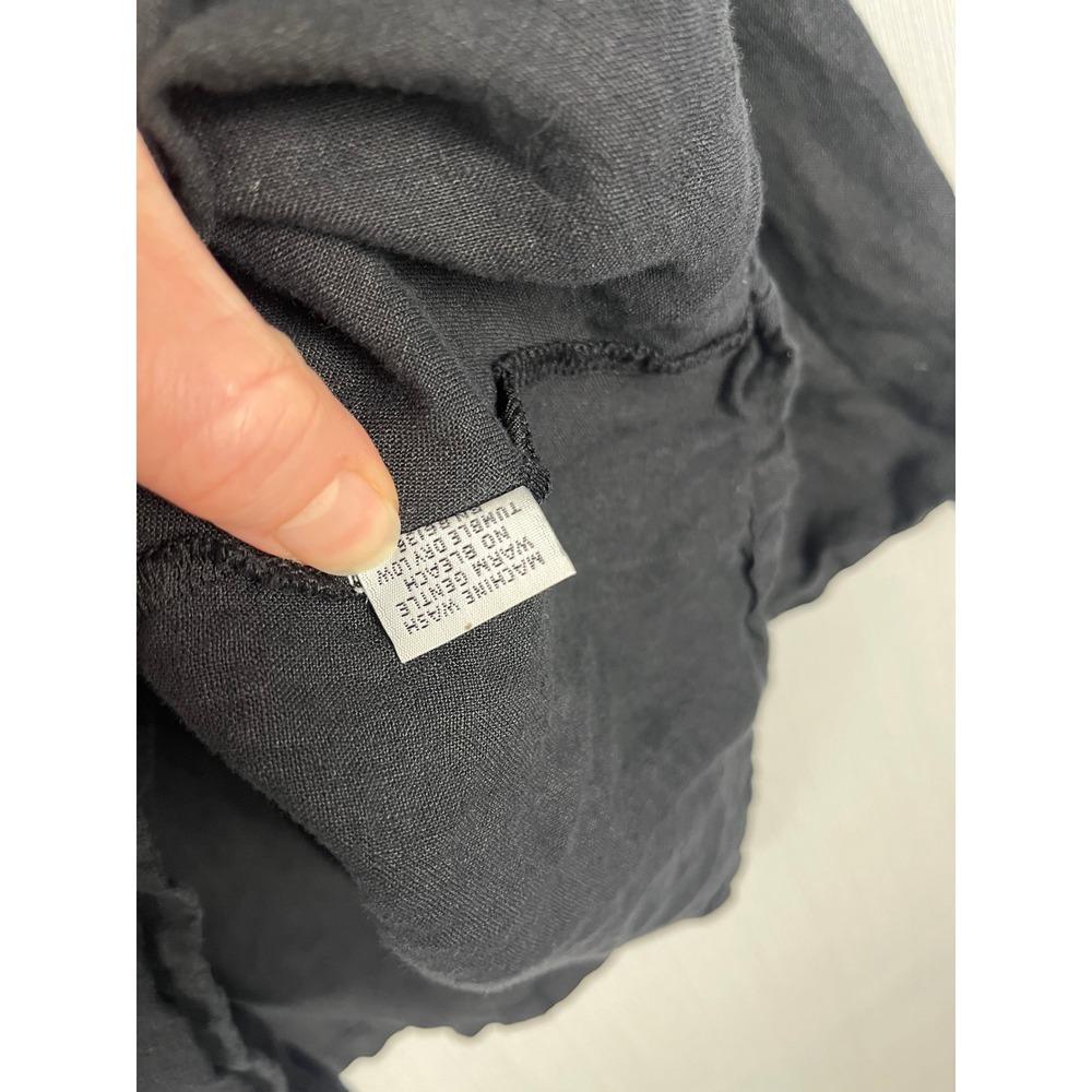 Bryn Walker Mother of Pearl Button Front L Black Linen Tunic Lagenlook Coastal - Picture 8 of 11